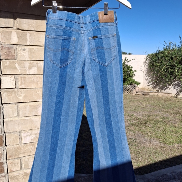 Lee Hits Of Blue Striped Flare High Rise Jeans  Women Size 26 - Picture 8 of 16